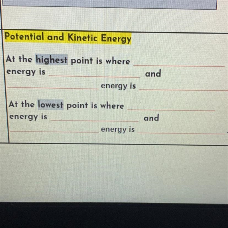 Please help- Determine the relationship between potential and kinetic energy in a-example-1