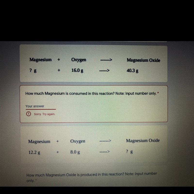 #1- How much Magnesium is consumed in this reaction? *input # only. #2- How much Magnesium-example-1