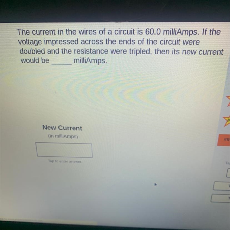 The current in the wires of a circuit is 60.0 milliAmps. If the voltage impressed-example-1