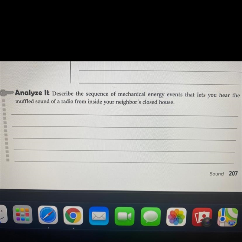 Describe the sequence of mechanical energy events that lets you hear the muffled sound-example-1