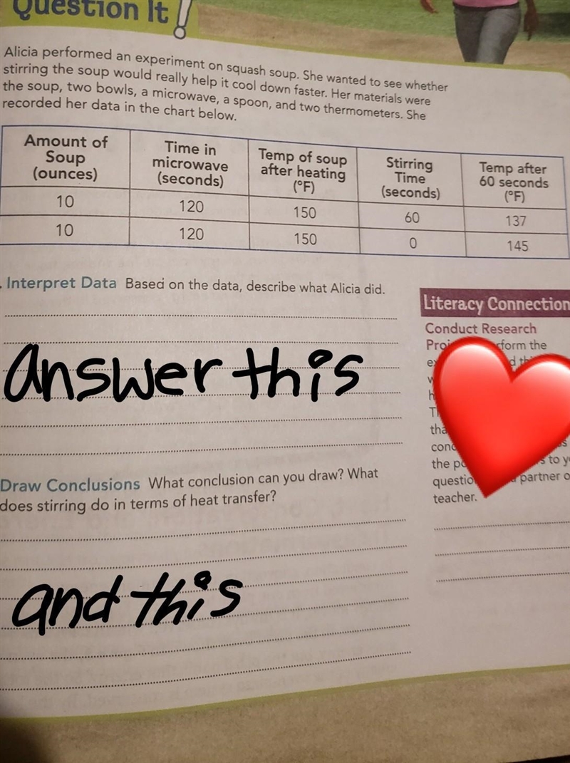 1. interpret data- based on the data, describe what alicia did. 2. draw conclusions-example-1