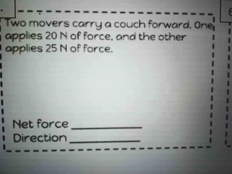 Look at the problem below. Find the net force and direction.-example-1