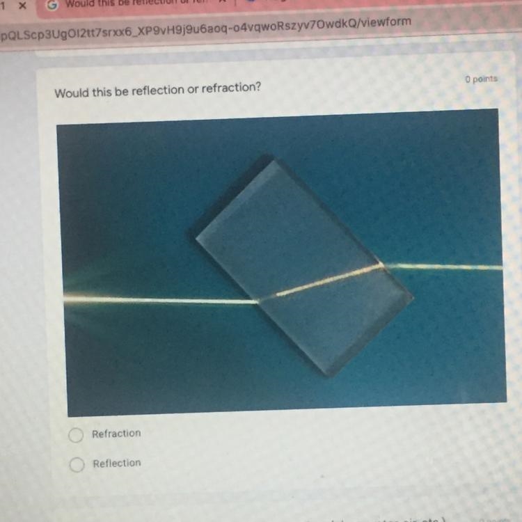 Would this be reflection or refraction?-example-1