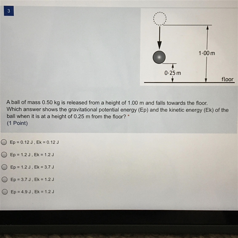 Someone please help! (image attached) i got that the potential energy is 1.2 so it-example-1