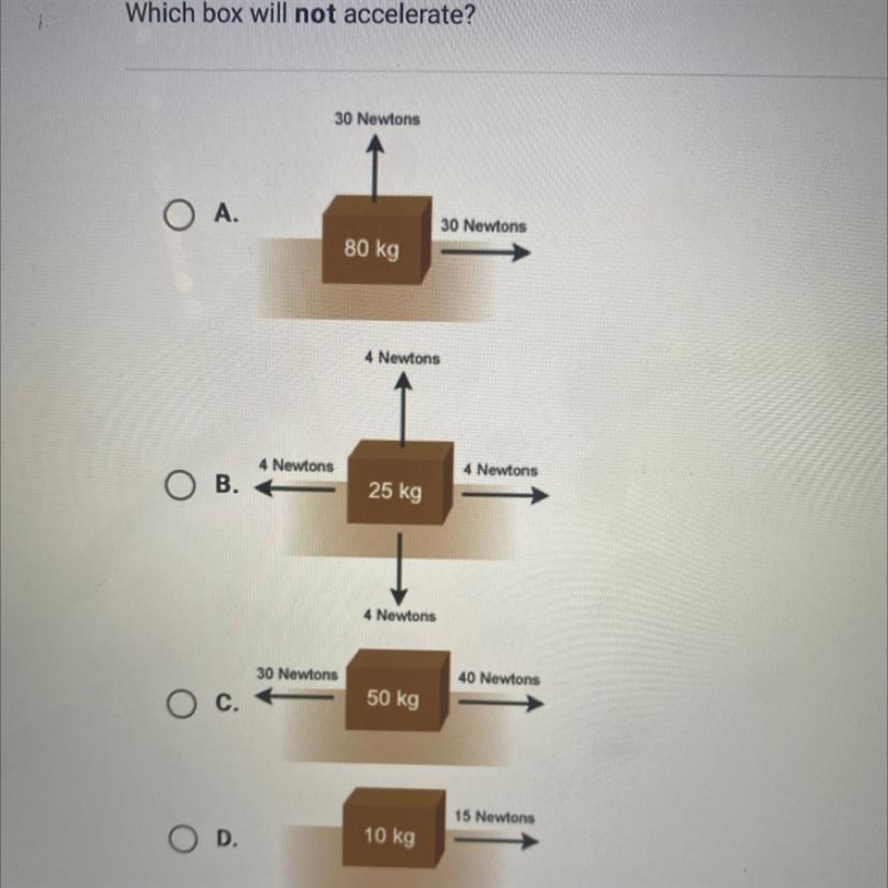 Which box will not accelerate?-example-1