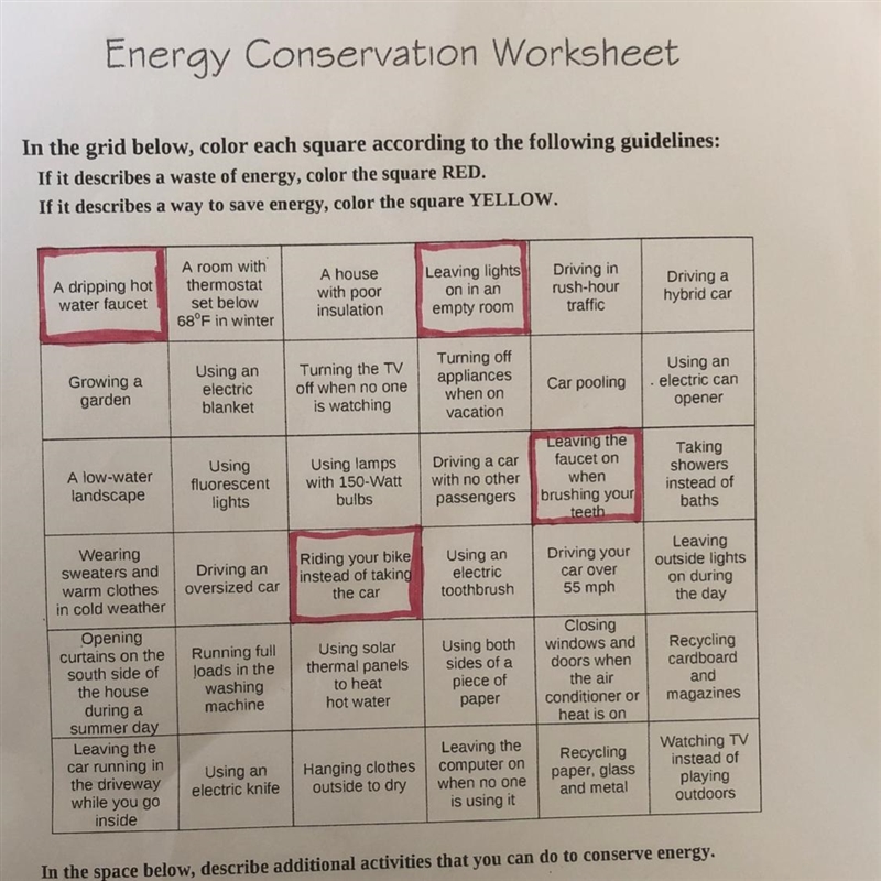 A worksheet but pls help! heres a picture of it. if its a waste of energy say A and-example-1