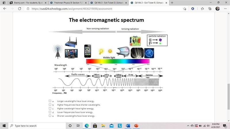 How are frequency, wavelength, and energy related? Choose all that apply.-example-1