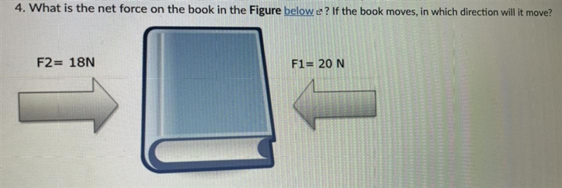 What is the force on the book in the figure below ? If the book moves, in which direction-example-1