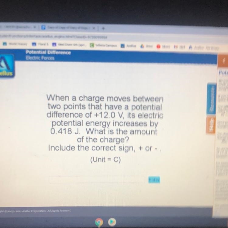 When a charge moves between two points that have a potential difference of +12.0 V-example-1