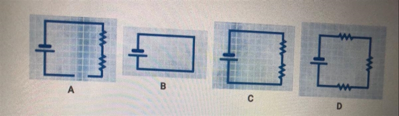 Which diagram represents an open circuit? A. Circuit D B. Circuit C C. Circuit B D-example-1