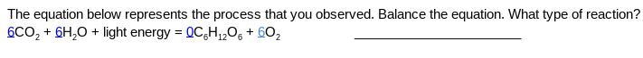 The equation below represents the process that you observed. Balance the equation-example-1