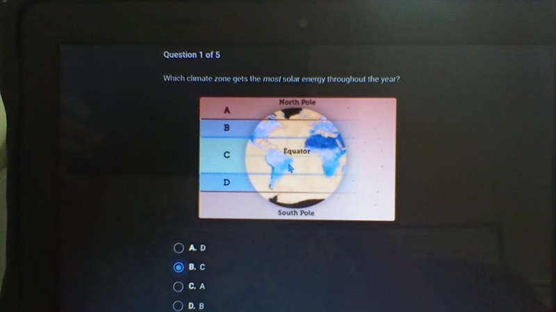 Which climate zone gets the most solar energy throughout the year-example-1