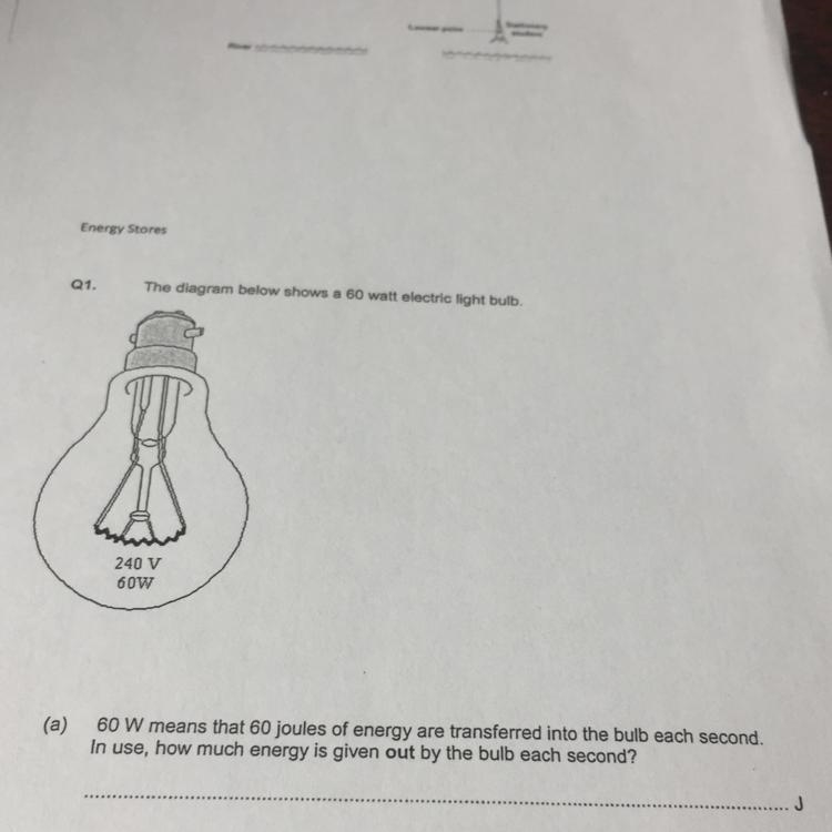 How much energy is given out by the bulb each second ?-example-1