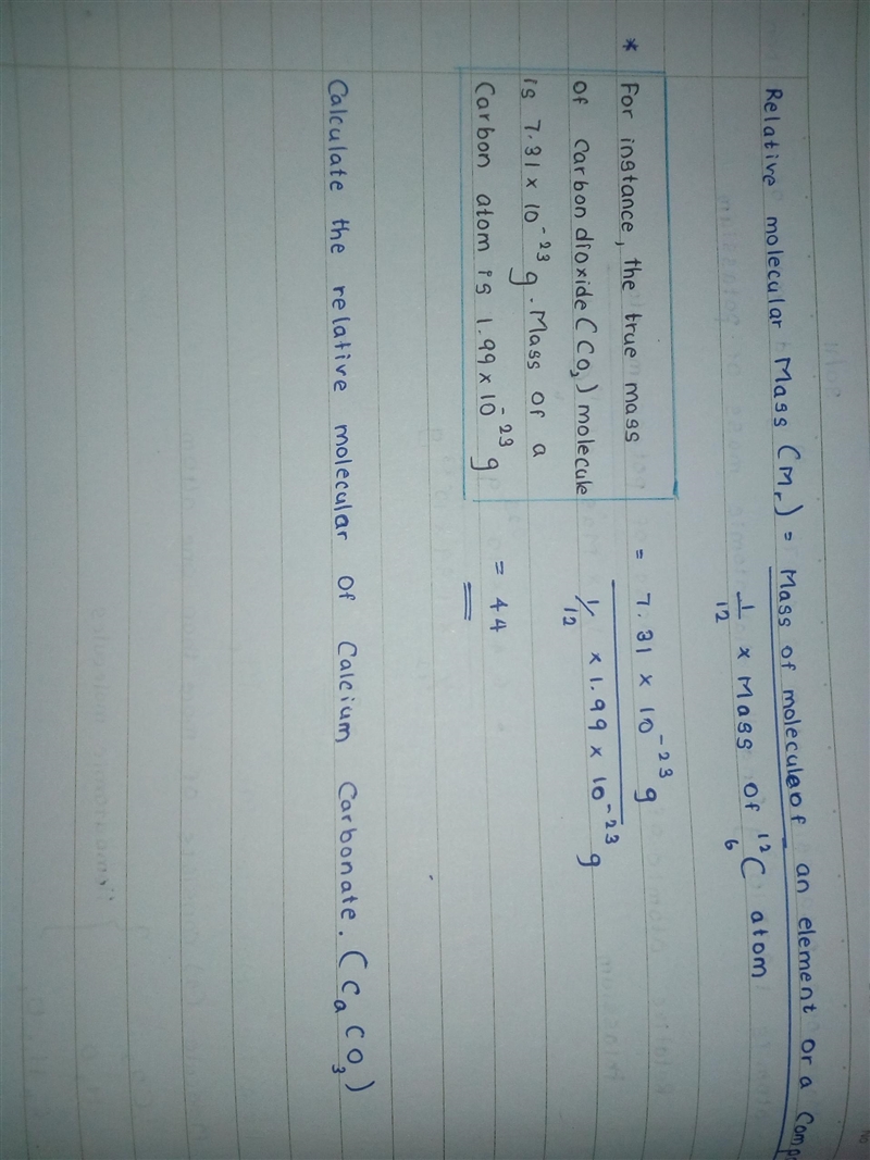 Calculate the relative molecular of calcium carbonate * as following method*-example-1