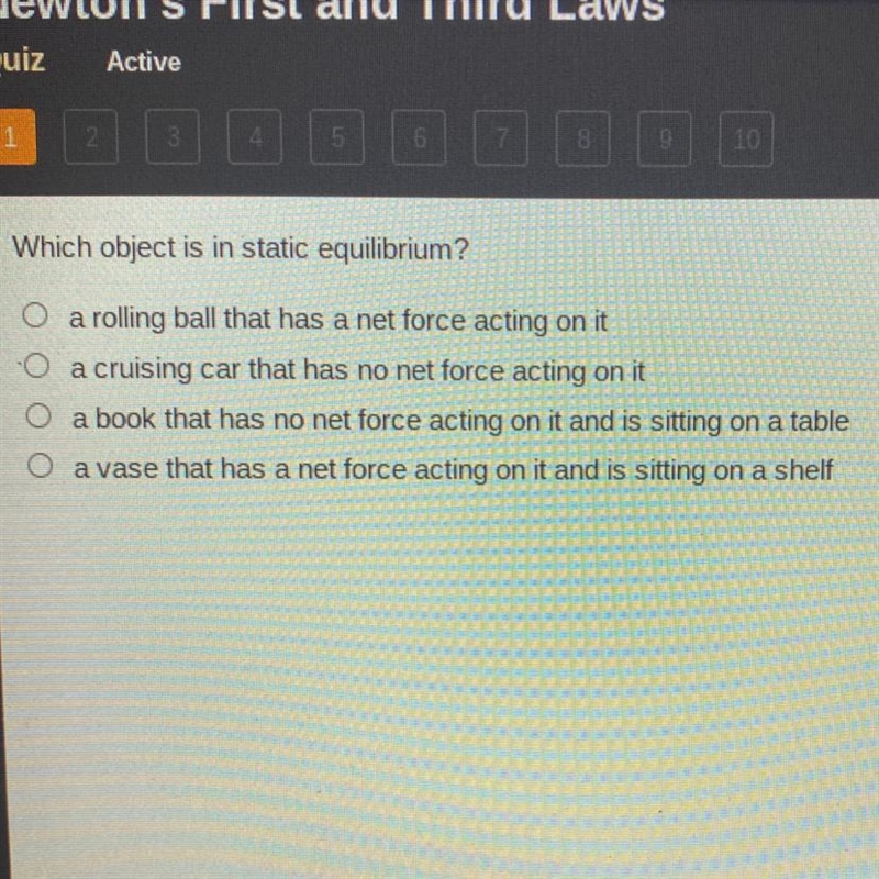 Which object is in static equilibrium?-example-1