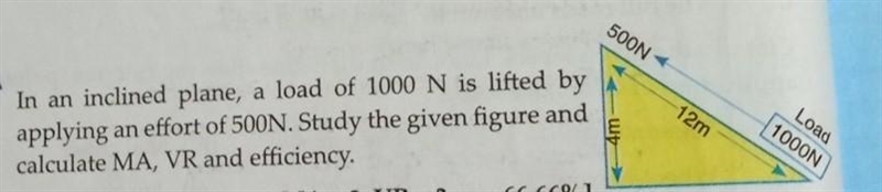 Help me!!!! Step by step Ans:MA=2, VR=3, Efficiency=66.66%​-example-1