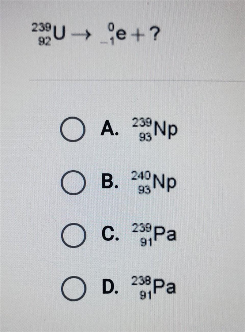 Which nucleus completes the following equation? ​-example-1