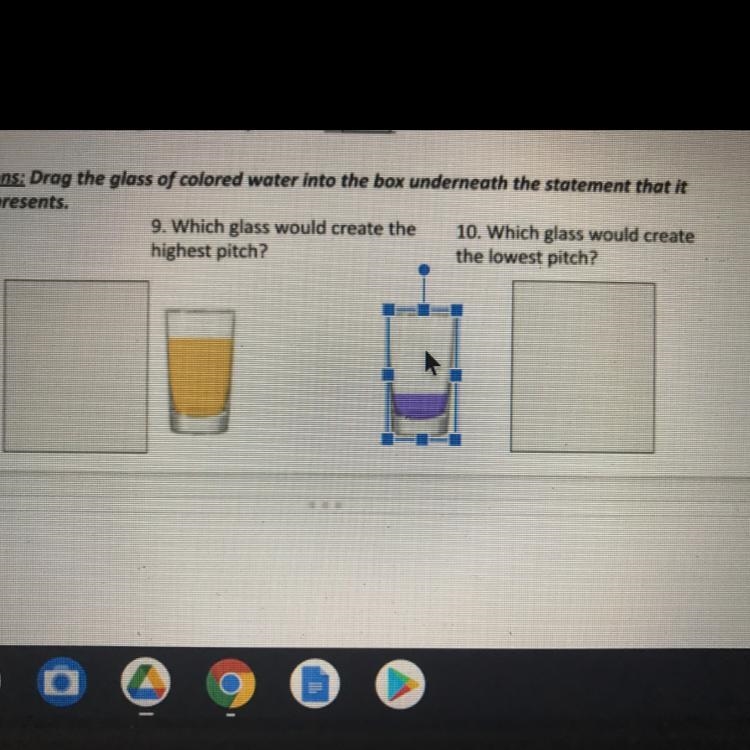 we are learning about sound waves and pitched. i need to know which glass will make-example-1