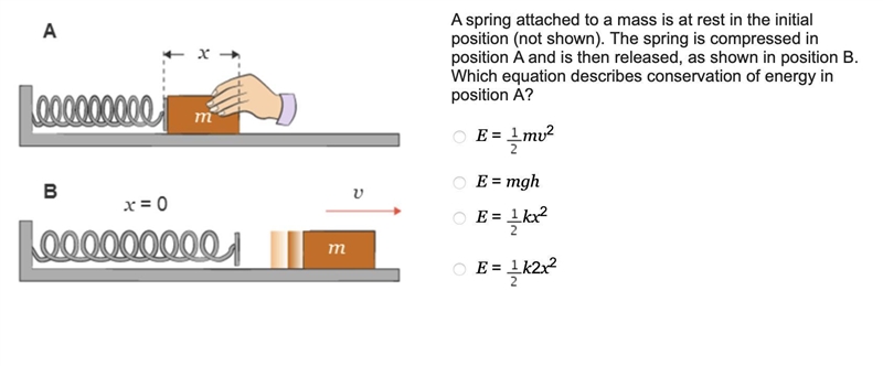 A spring attached to a mass is at rest in the initial position (not shown). The spring-example-1