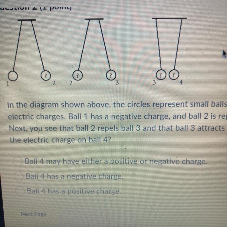 In the diagram shown above, the circles represent small balls that have electric charges-example-1