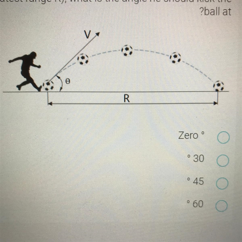 If the player in the attached figure wants to kick the ball as far as possible (the-example-1