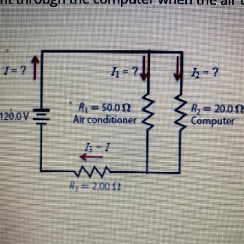 An air conditioner with a resistance of 50.0 Omega(R1) and a computer with a resistance-example-1