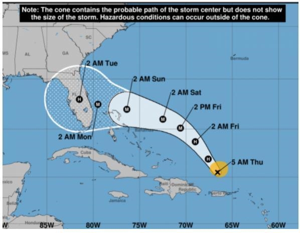 What is the white part of a hurricane forecast called? *The category is the closest-example-1