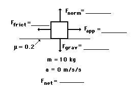 A rightward force is applied to a 10-kg object to move it across a rough surface at-example-1