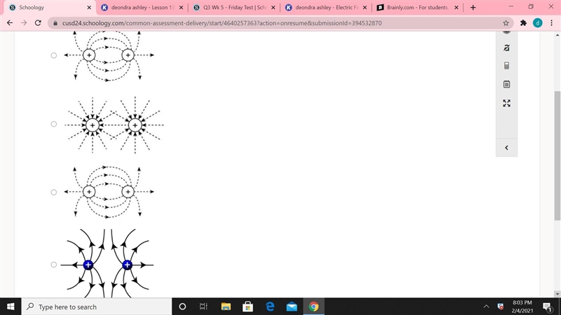 Which diagram best represents the field around a positively charged particle?-example-1