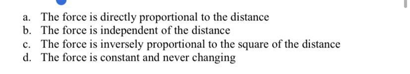 How is the gravitational force between two objects related to the distance between-example-1