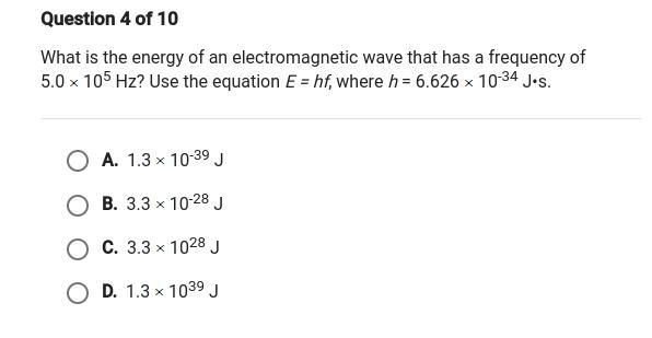 What is the energy of an electromagnetic wave that has a frequency of 5.0 x 10⁵ Hz-example-1