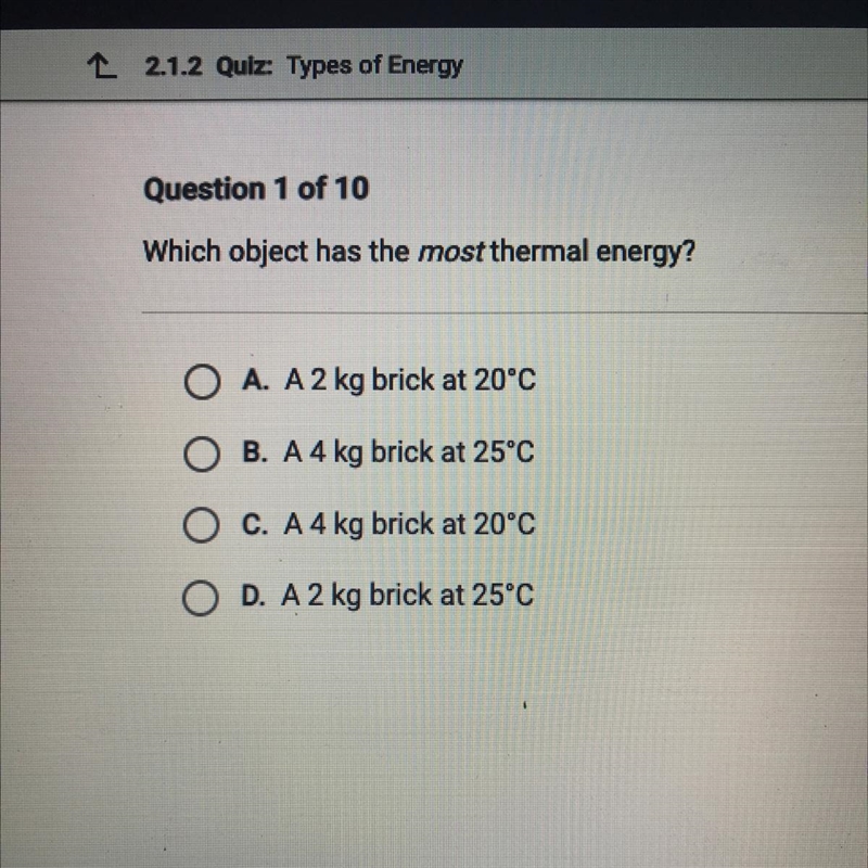 Which object has the most thermal energy?-example-1