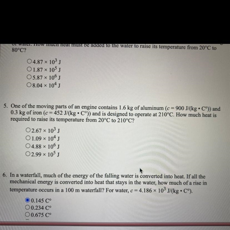 One of the moving parts of an engine contains 1.6 kg of aluminum (c = 900 J/(kg . C-example-1