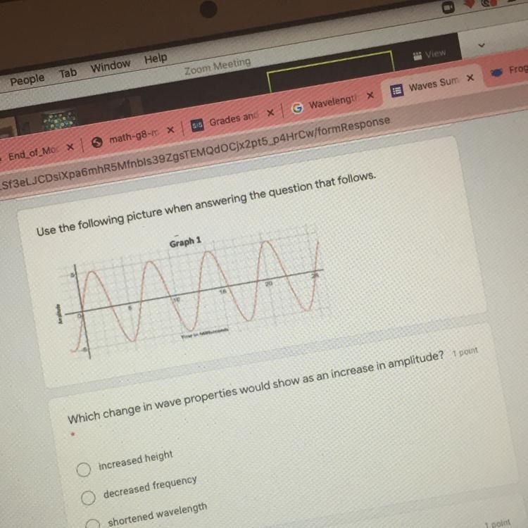 Use the picture to answer the question below- Which change in wave properties would-example-1