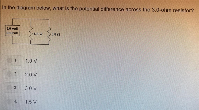 In the diagram below, what is the potential difference across the 3.0-ohm resistor-example-1