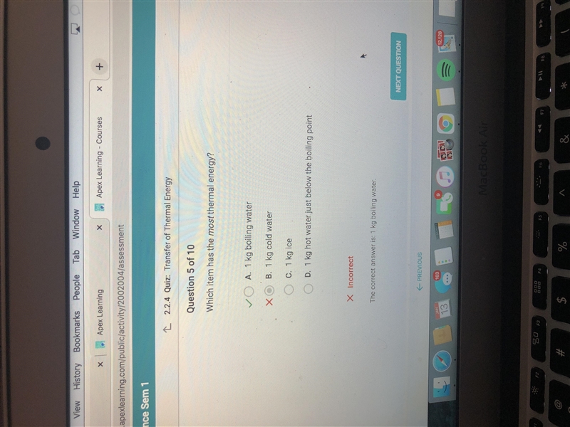 Which item has the most thermal energy?-example-1