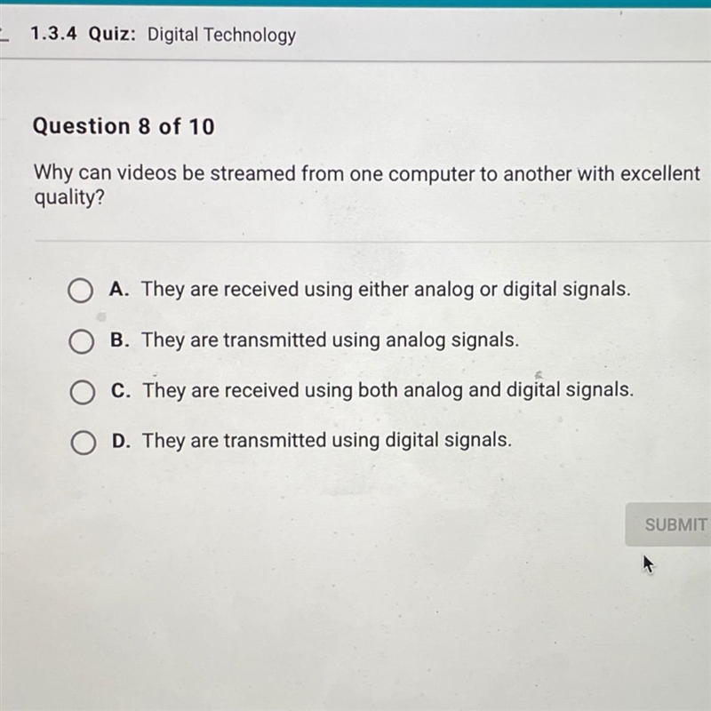 Why can videos be streamed from one computer to another with excellent quality?-example-1