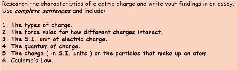 I need help on an essay on Electric Charge-example-1