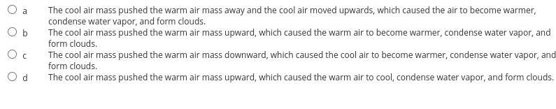 At Time 1, a cool air mass is moving from Location 1 toward a stationary warm air-example-3