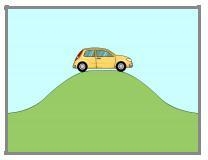 Study the following image of the moving car. At the top of the hill, the car’s potential-example-1