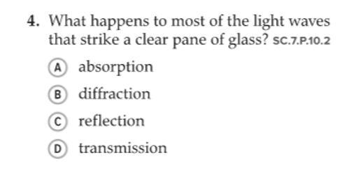 What happens to most of the light waves that strike a clear pane of glass-example-1