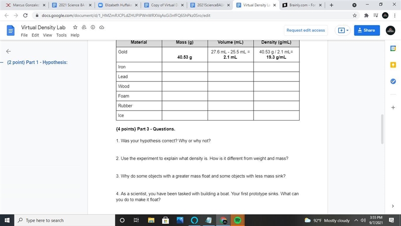 1. Was your hypothesis correct? Why or why not? 2. Use the experiment to explain what-example-2