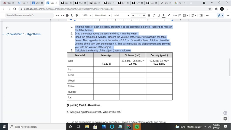 Click on the top of the page so that the fluid density is 1 g/mL.-example-2