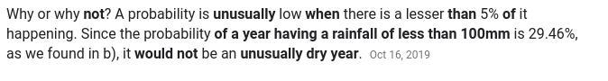 The mean yearly rainfall in Sydney, Australia, is about 137 mm and the standard deviation-example-1