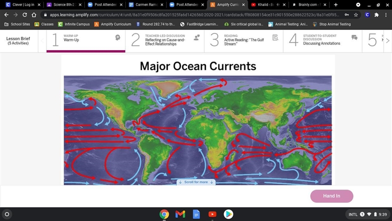 Using the ocean current map and the wind current map, write down observations that-example-1