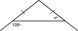 Determine the value of x in the figure. Question 11 options: A) x = 40 B) x = 135 C-example-1