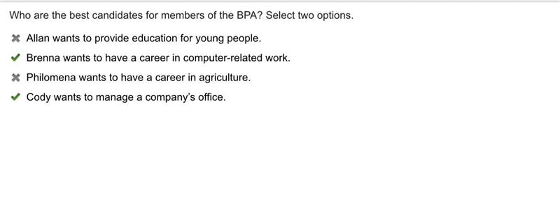 Who are the best candidates for members of the BPA? Select two options. Allan wants-example-1