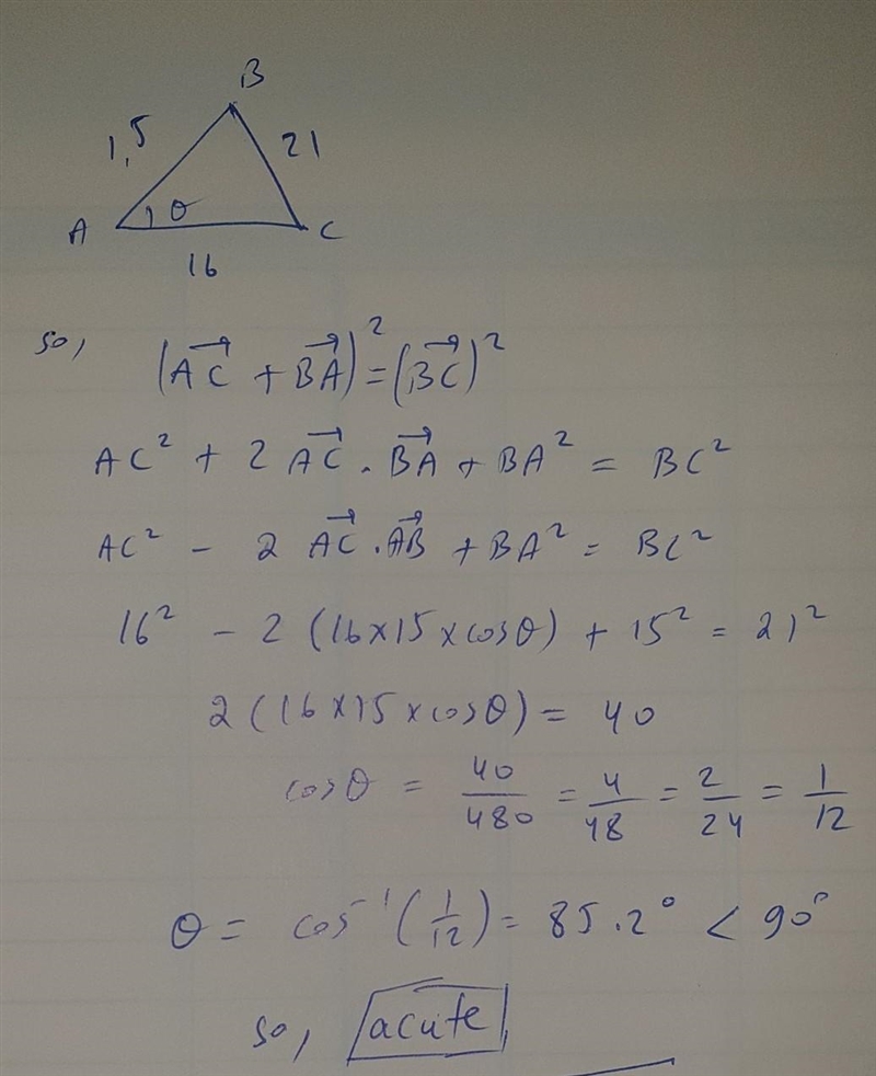 Given the following side lengths, determine whether the triangle is acute, right, or-example-1