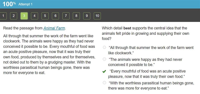 Which detail best supports the central idea that the animals felt pride in growing-example-1