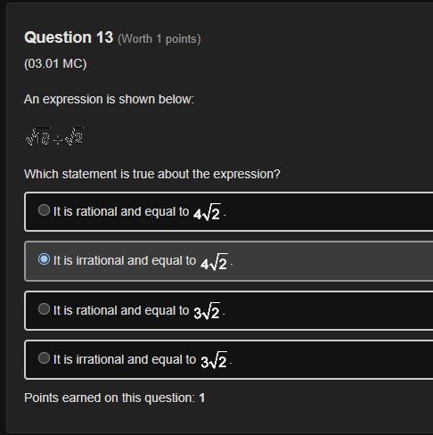 An expression is shown below: the square root of 18 plus the square root of 2 Which-example-1